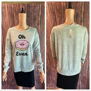 Francescas’s Alya size small NWT gray & pink oh donut even long sleeve blouse